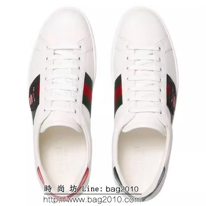 GUCCI古馳 情侶款 經典爆款 白色真皮 低幫運動休閒鞋 QZS1556